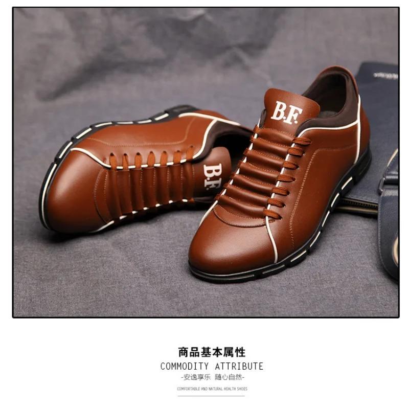 Spring Autumn New Men Shoes Casual Sneakers Fashi Solid Leather Shoes Formal Business Sport Flat Round Toe Light Breathable202