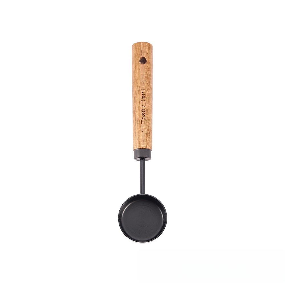 8-Piece Stainless Steel Measuring Cup & Spoon Set with Titanium Gold & Wooden Handles