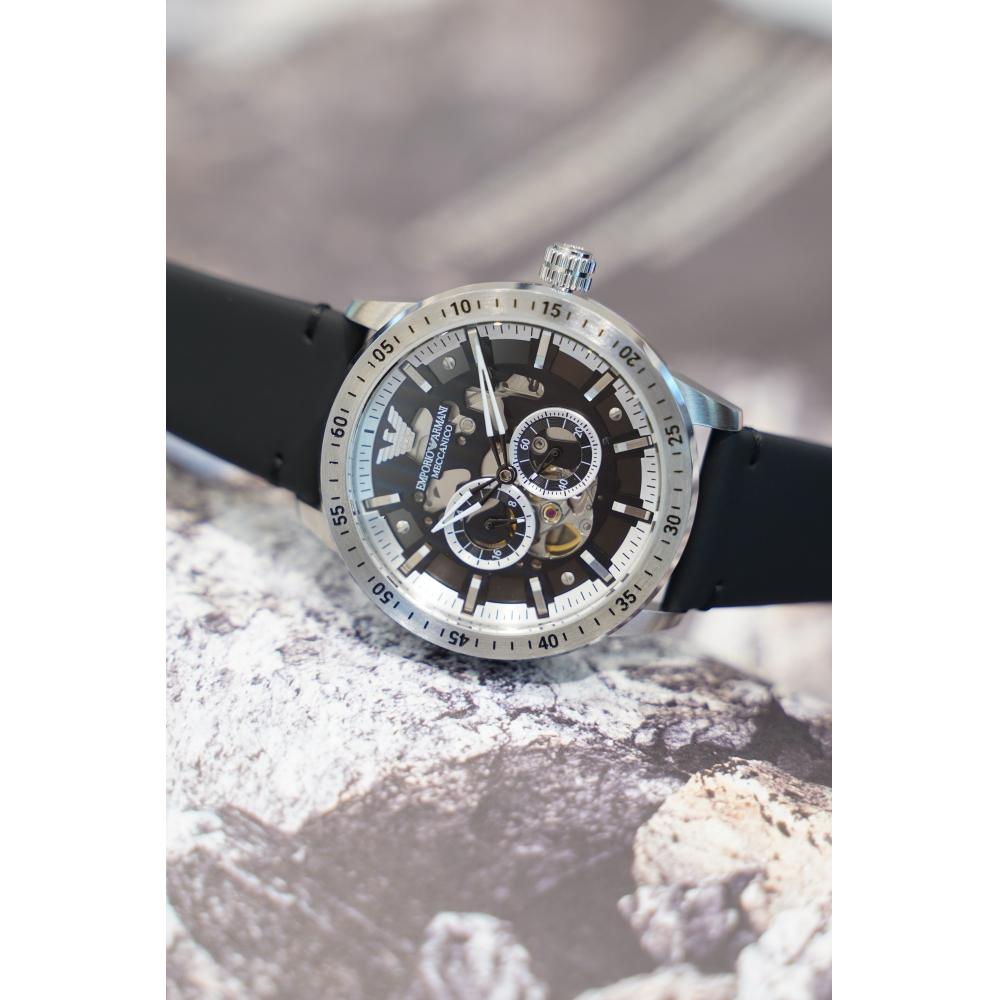 

Часы Emporio Armani Skeleton с автоматическим кожаным ремешком AR60051, роскошные часы, подарок на годовщину