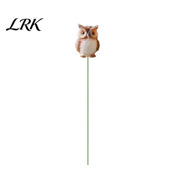 Owl Garden Ornaments Ornaments, Metal Rod Resin Sculpture for Succulents Potted Plants, Micro Moss Micro-landscape Accessories Landscape Animal Stake A