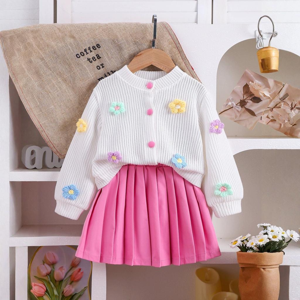 Girls' Stylish Top & Skirt 2-Piece Outfit Set