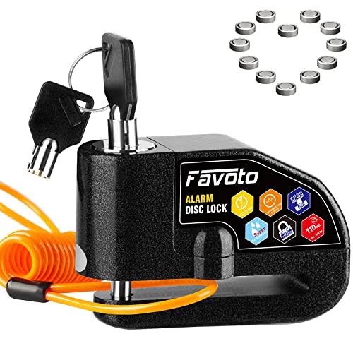 

Favoto Велосипедный замок Дисковый замок, Громкая сигнализация 110 дБ, Противоугонный замок, Совместим с 7 мм штифтами, Противоугонный, Водонепроницаемый, Пыленепроницаемый, Поставляется с тросом