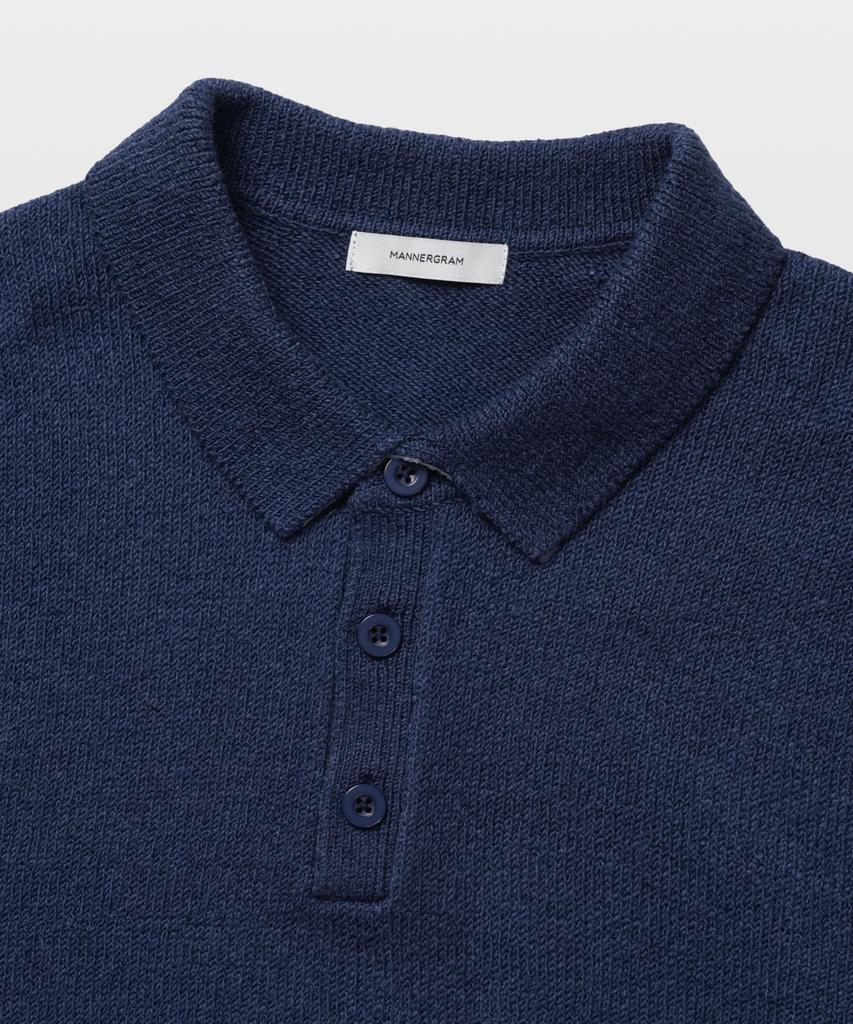 MANNERGRAM Upw Washable Cotton Polo Short Sleeve Knit Peacock Blue