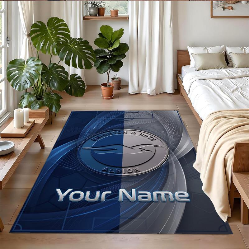 Crystal Velvet Rug Custom Name Text, Soft Non Slip Floor Mat Home DecorBrighton & Hove Albion Football