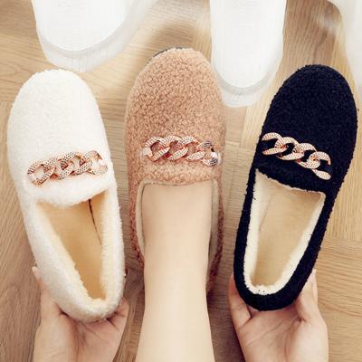 Autumn and Winter Fluffy Shoes Velvet Cotton Shoes Casual Cotton Slippers Women's Low-top Doudou Shoes One Pedal Confinement Shoes