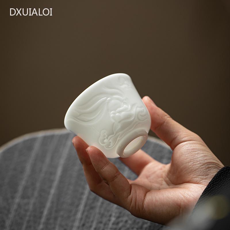 Chinese Style  Iced Jade Porcelain Tea Cup Master Cup High-end Handmade Tea Cup Kitchen Accessories Kung Fu Tea Wedding Gift