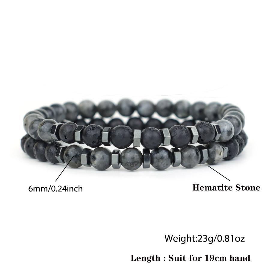 Noter 2Pcs Set Men Beaded Bracelet 3 Colors Available Tiger Eyes Onyx Stone Healing Charm Cool Riding Sports Wrist Accessories