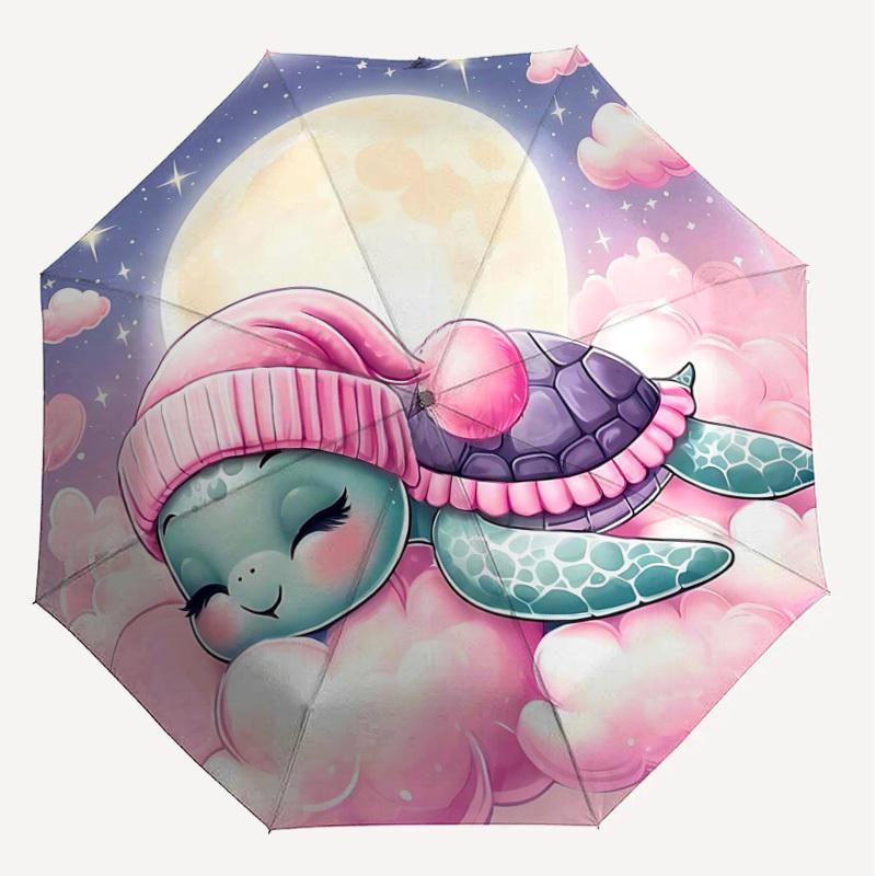 1PC Turtle Moon Umbrella-8-Rib Reinforced, Automatic Open, Lightweight & Durable, Fashion Accessory for Outdoor, H0378