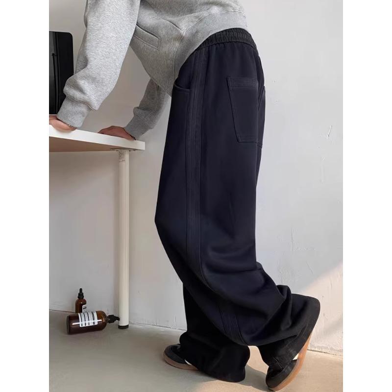 Men's Autumn Retro Tie-Dye Wide-Leg Sweatpants with Side Stripes
