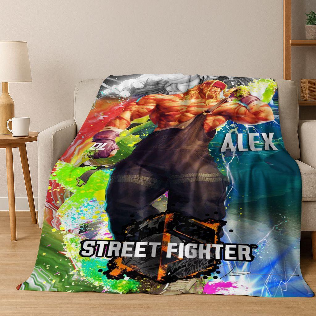 Retro Street Fighter 6 Characters Game Chun-Li Art Flannel Blanket,Cozy Soft Throw Blanket for Home Bedroom Bed Sofa Cover Kids