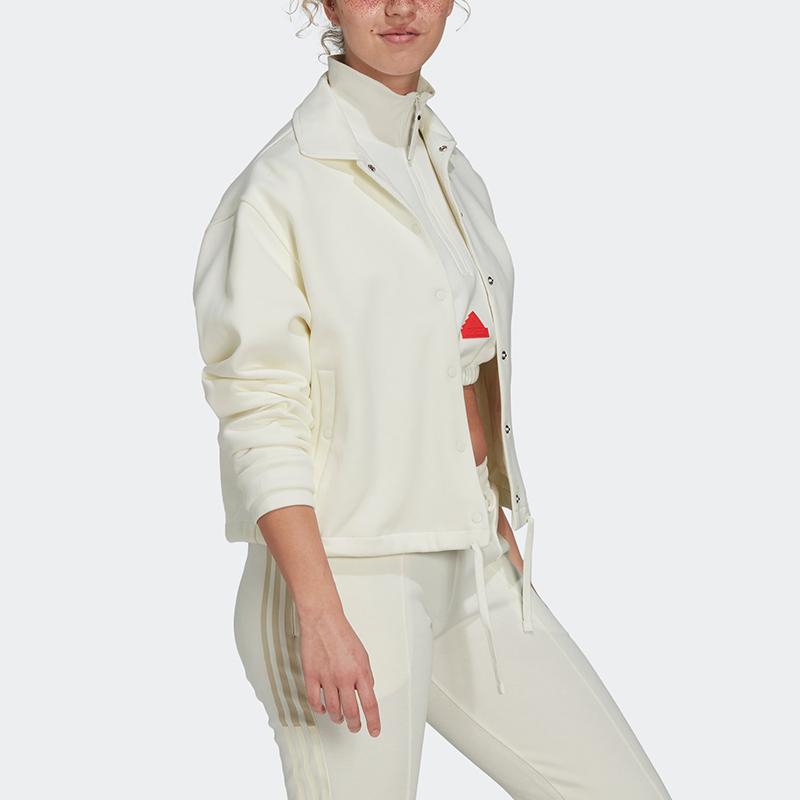 Adidas New Knit with Patch and Single Breasted Lapel Sports Jacket Women Jackets White HP1586