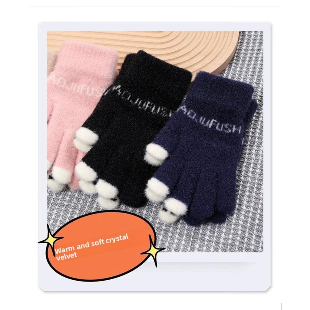 Touchscreen Women's Gloves Cute Knitted Writing Play Phone Warm Autumn/Winter Cartoon Student Versatile