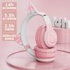 WANCHIY Cat Ear Gaming Bluetooth with LED Supports Compatible with Headphones, Over-Ear Headset, 5.1 Mic, Wireless, Dual-Use, Light, Retractable,