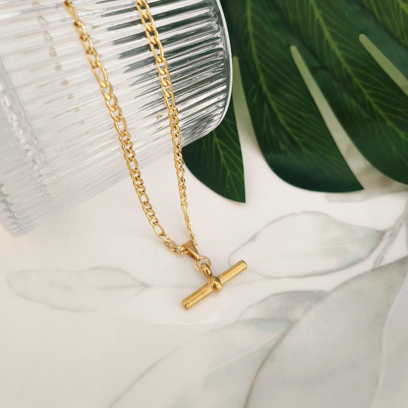 Elegant Women's T-Shaped Titanium Steel Necklace - Light Luxury Style Clavicle Jewelry