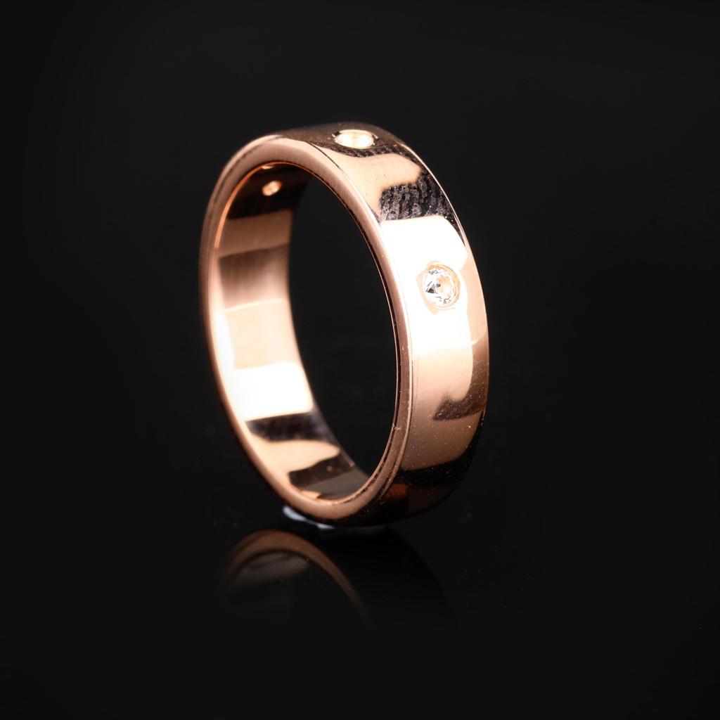 925 Sterling Silver Rose Gold Plated Ring with White Topaz Round 2.00mm 3 Stone Elegant Minimalist Women Jewelry Gift