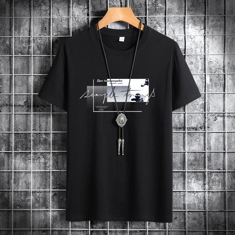 Sommer Herren Rundhals Baumwolle Kurzarm Mode Bedrucktes Casual Herren Lose Sport T-Shirt