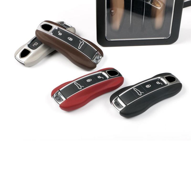 AABKT1 Leather Car Smart Key Cover Case Fob For Porsche 911 Macan Boxster Cayenne Panamera Taycan Cayman 971 9YA 718 Key Shell
