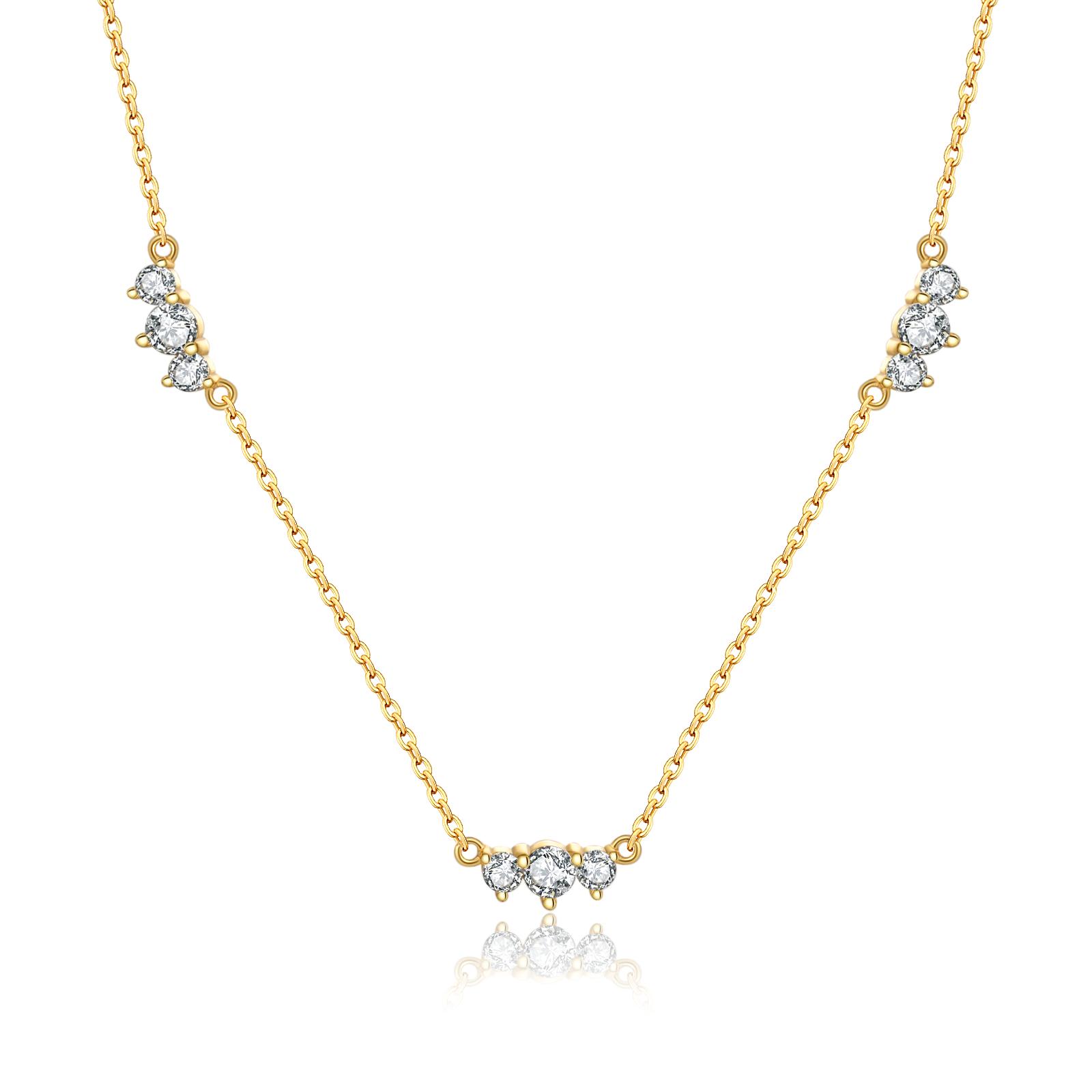 

ANDYWEN, стерлинговое серебро 925 пробы, золото, три фианита, циркон, подвеска-цепочка, длинное колье с кристаллами, ожерелье для женщин, 2023, зимние украшения M