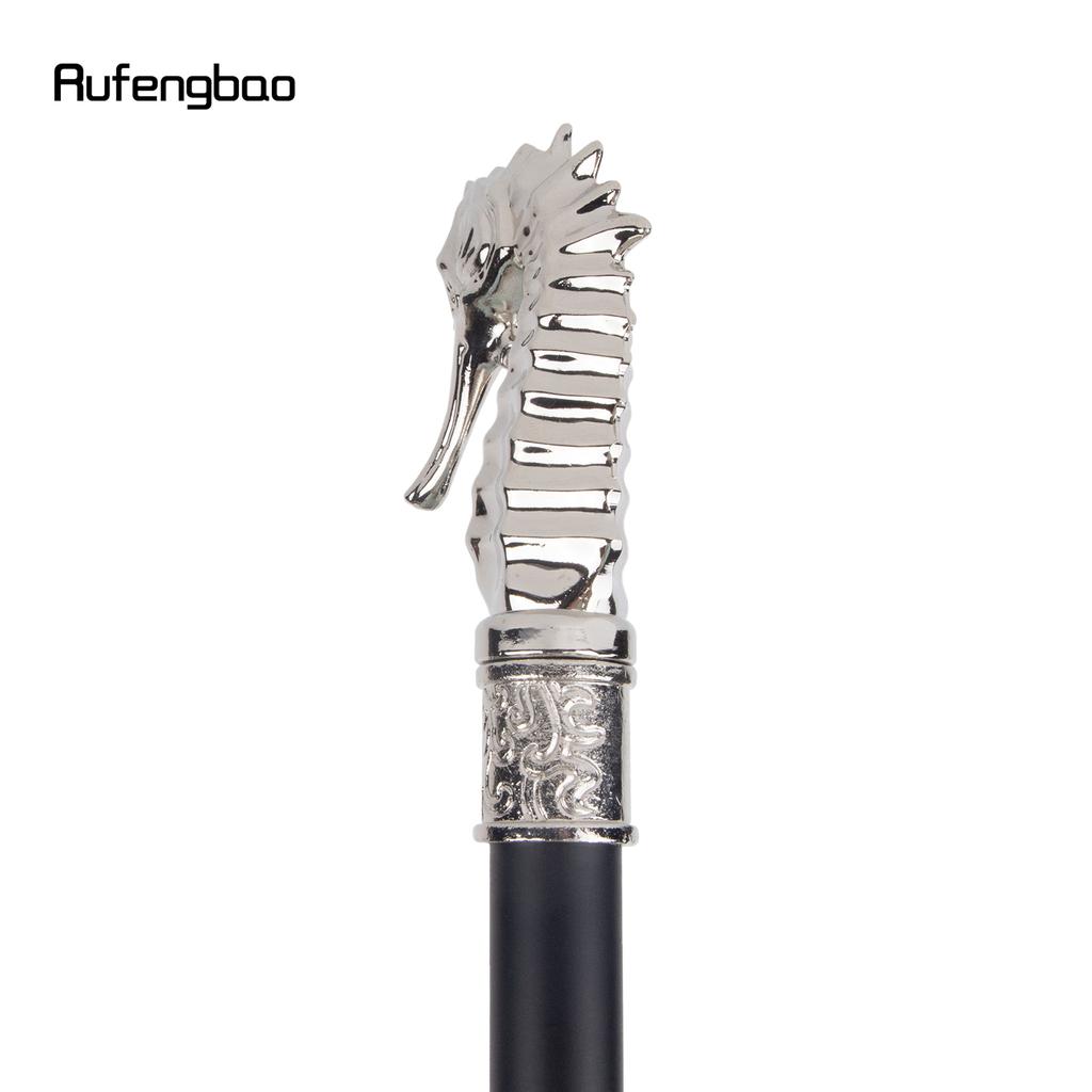 White Luxury Hippocampus Walking Cane Fashion Decorative Walking Stick Gentleman Elegant Cosplay Cane Knob Crosier 93cm