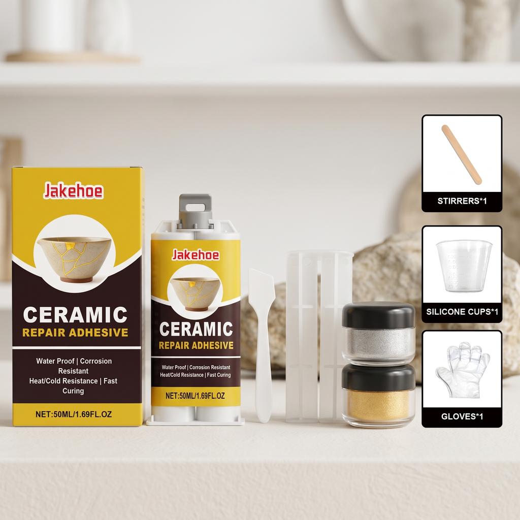 Ceramic Repair Adhesive Kit Repair Ceramic Glass Beautify Cracks Heat & Cold Resistant Fast Curing Waterproof Crack Repair Glue