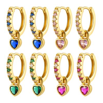 Women's Small Huggie Hoop Earrings, Heart Cubic Zirconia Dangle Earring,fashion Puncture Zircon Ear Accessories