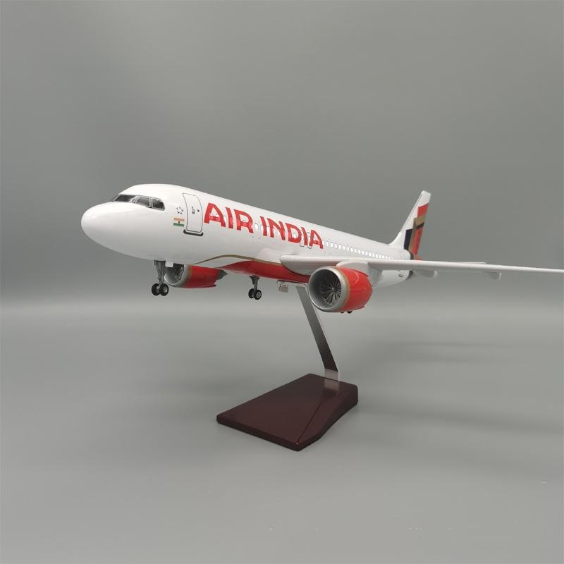 Air India Airlines Model 47cm Airbus 1/80 Scale Airplane A320 NEO Light and Wheel Landing Gear Diecast Resin Plane Model Gifts
