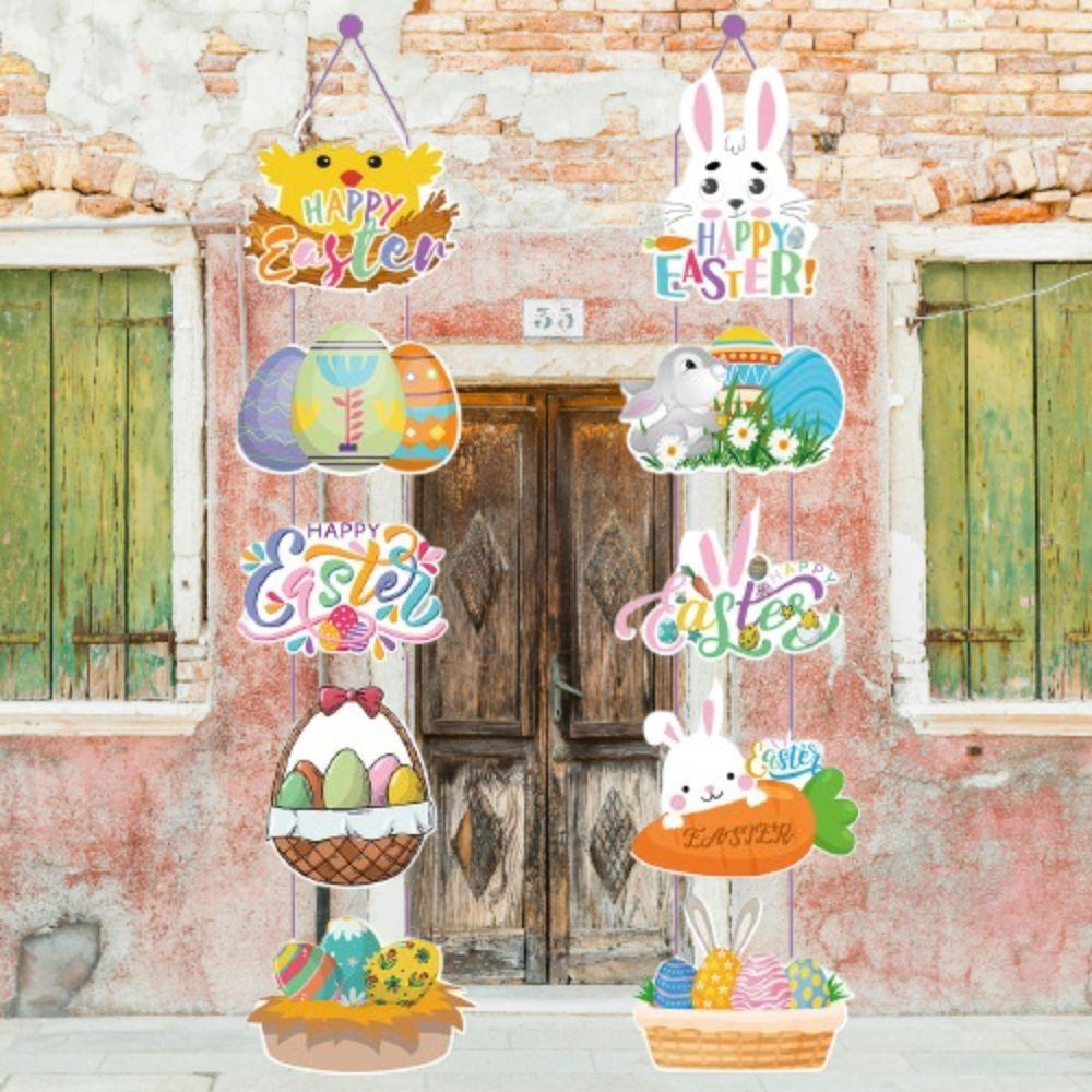 Cute Easter Rabbit Door Pendant Cartoon Party Door Couplet Happy Easter Wall Decor  Kids Gift