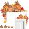 Fall Pumpkin Door Topper 10 X 10 Autumn Door Frame Corner Decor Thanksgiving Wood Pumpkin Signs Wall Decor for Kitchen Cabinet Window Corner Home