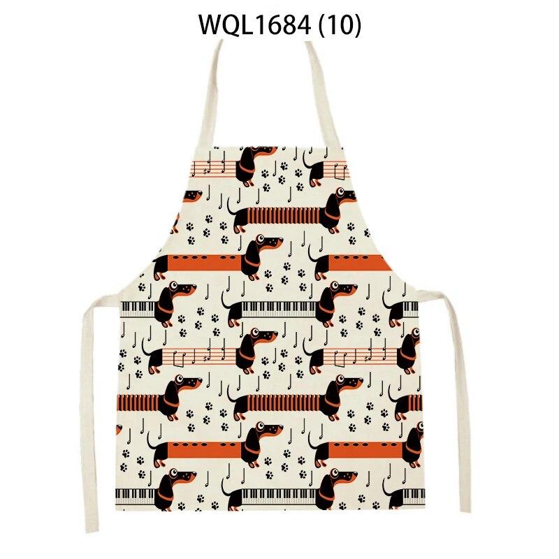 

Кухонный фартук с принтом таксы для мужчин и женщин, льняной фартук без рукавов с милой собакой для уборки дома, аксессуары для выпечки в кафе, нагрудник 47x38cm