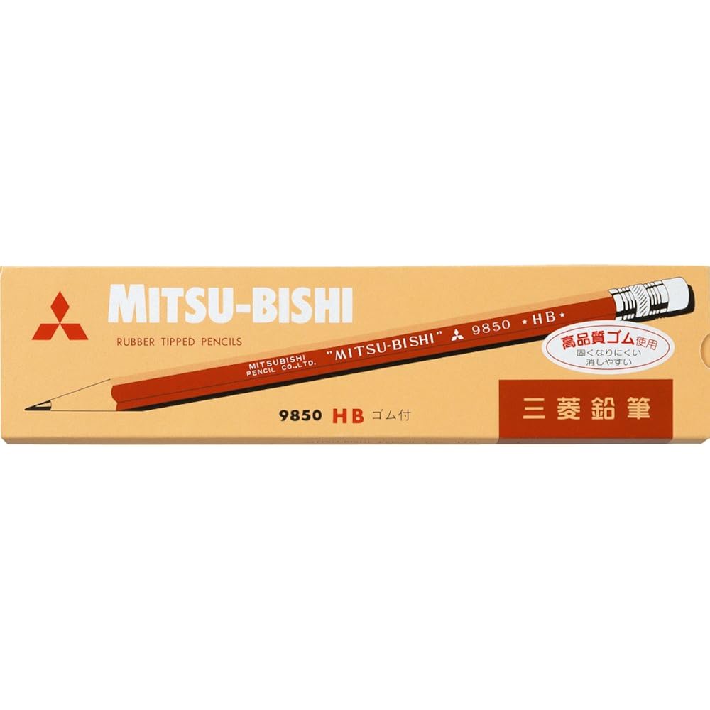 Mitsubishi Pencils Pencils with Eraser 9850 HB, pack of 12 K9850HB