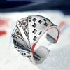 Regulowany Pierścień do Pokera Mężczyźni Kobiety Geometryczny Wzór Straight Flush Platerowana Miedź Otwarty Palec