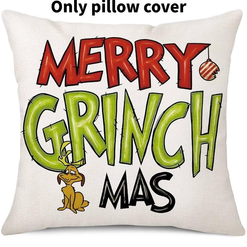 Cozy Green And Red Grinch Christmas Pillow Cover For Stylish Home Dcor 45x45cm