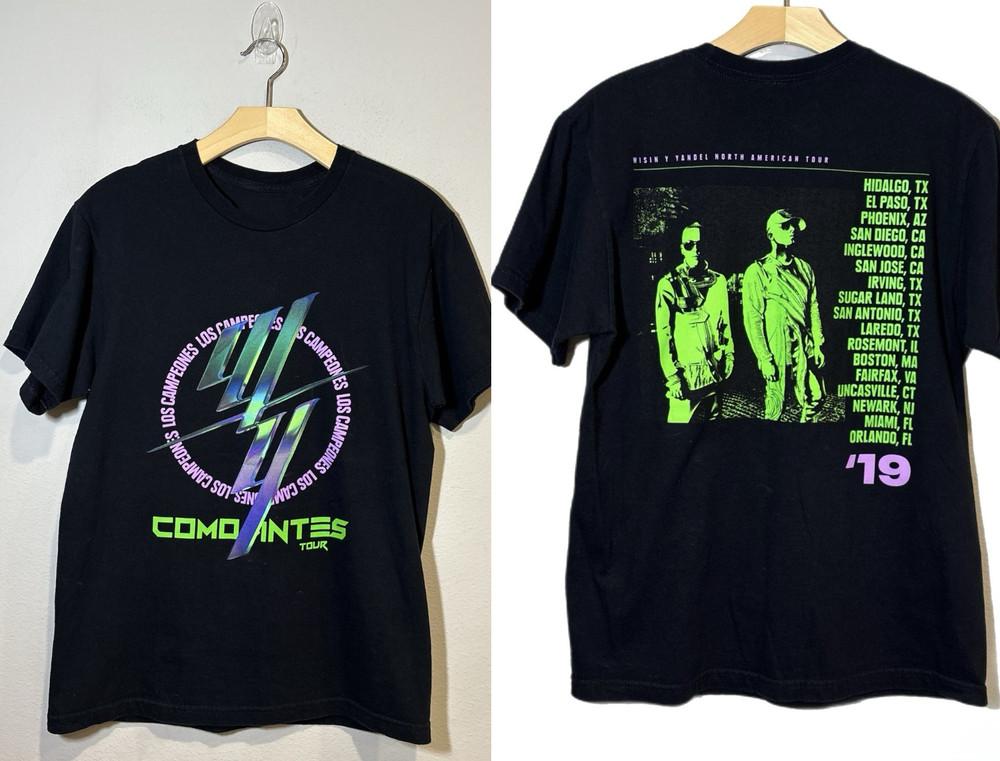 2 Sides Wisin & Yandel Tour 2019 Black Cotton Shirt Reprint S-5XL H135 Unisex T-Shirt XXXL