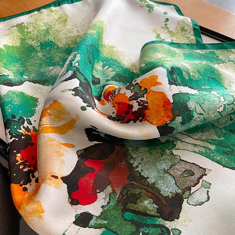 Fashion 100% Real Silk Headscarf Square Scarf For Women Shawl Foulard Hijab Headband Wrap Bandana Neck Girls Bufanda Echarpe