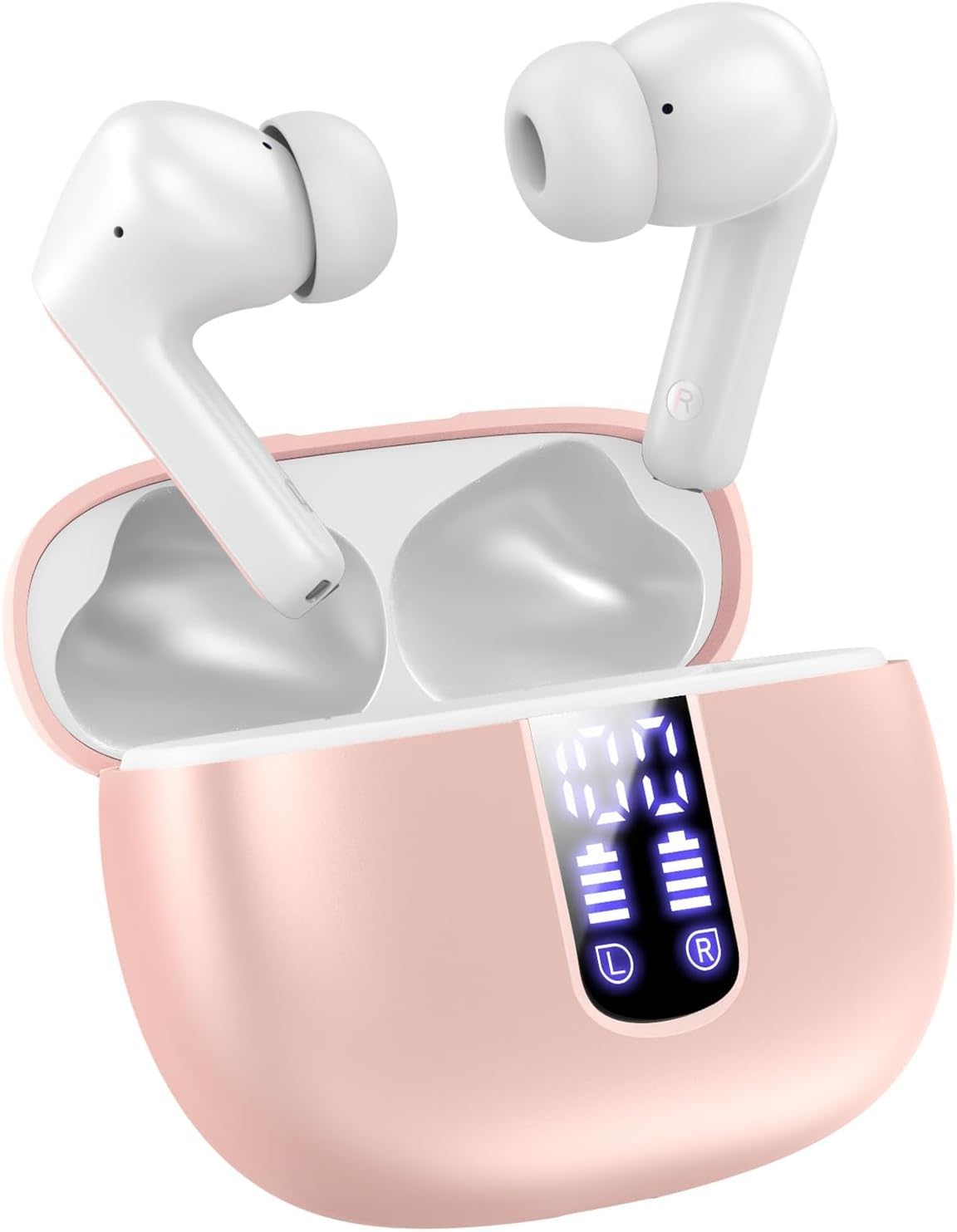 

Беспроводные наушники с LED-зарядкой, Длительные, Компактные и Сенсорные, Автоматическое Одинарное или Двойное Использование, Дисплей, Чехол, Время работы, Легкие, Управление, Сопряжение, (розовый) чёрный