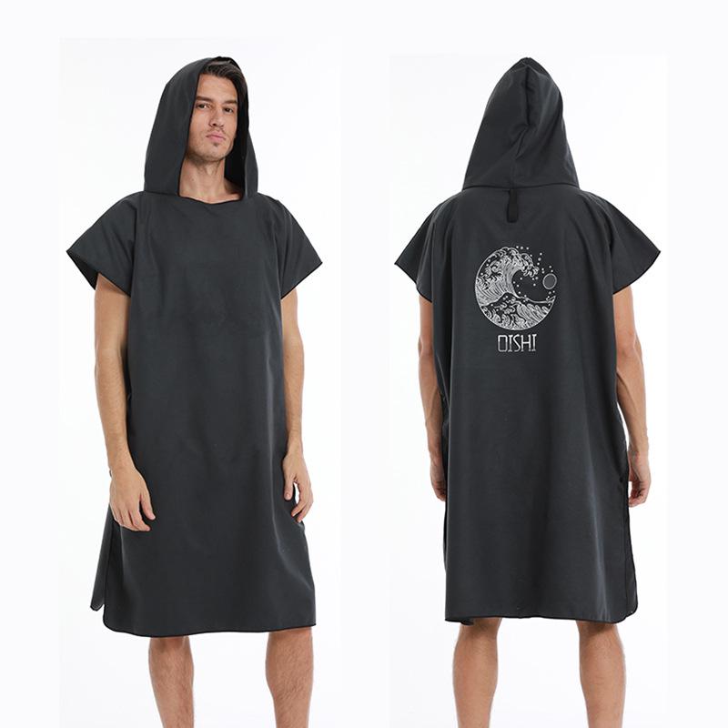 2025 Quick-Dry Hooded Swim Poncho with Zipper - Portable Bathrobe and Beach Towel