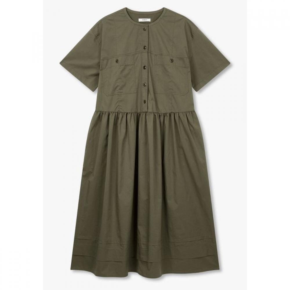 Studio Tomboy Round Neck Two Pocket Tunic Dress 9106241205 Khaki/OS