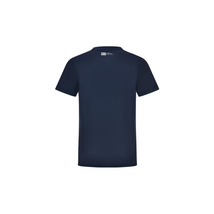 Li Ning T Shirts Men's Ink Blue Crew Neck Moderate Straight Fit AHSS983-1