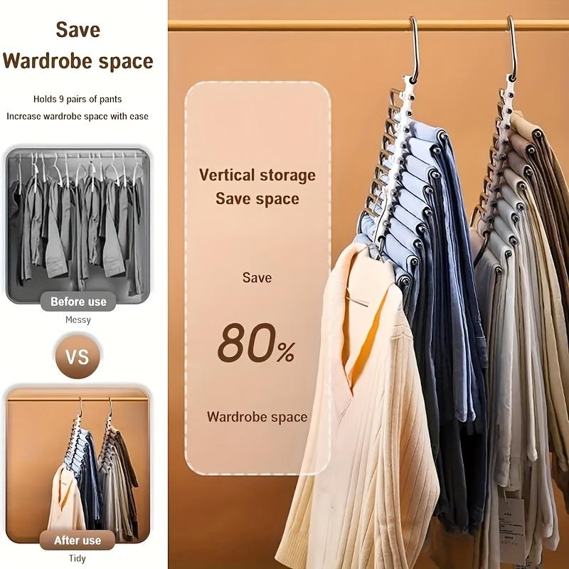 1 pc Stainless Steel Retractable Trouser Rack Folding Multi-functional Multi-layer Hanger Home Storage Clothes Drying Rack