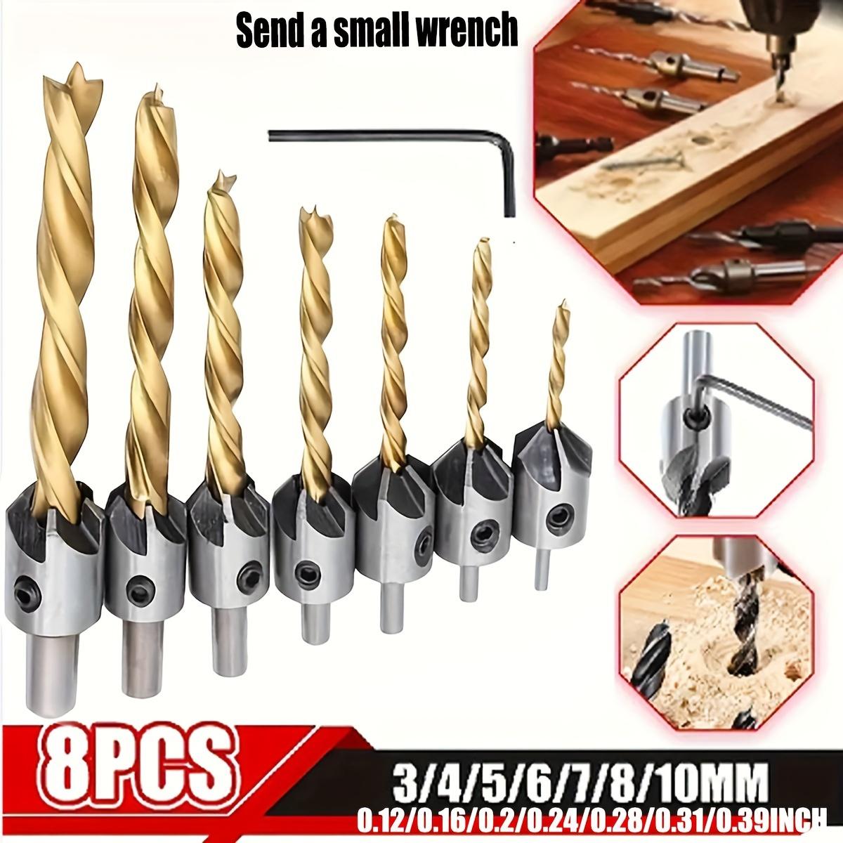 

7pcs Flute Countersink HSS Drills Bit Reamer Set For Woodworking Chamfer Drilling Bit 3-10mm/0.12-0.39inch,Send A Small Wrench Round