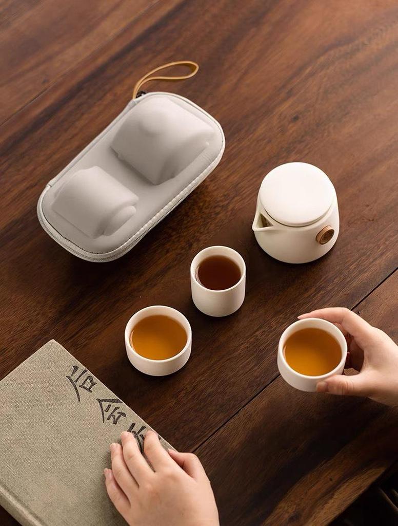 Portable Ceramic Travel Tea Set: Kuaike Cup for Outdoor Use, Corporate Events, and Holiday Gifts with Custom Logo Printing.