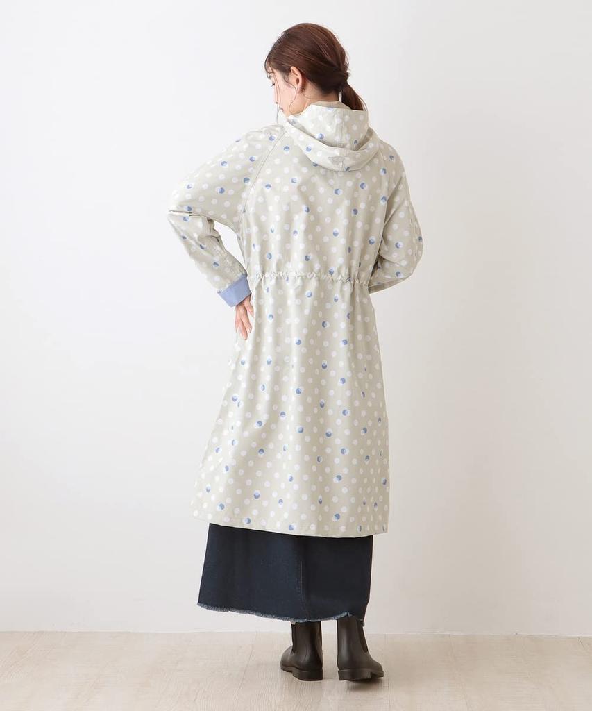 Afternoon Tea Living HP99 Polka Dot Drawstring Gray Raincoat,