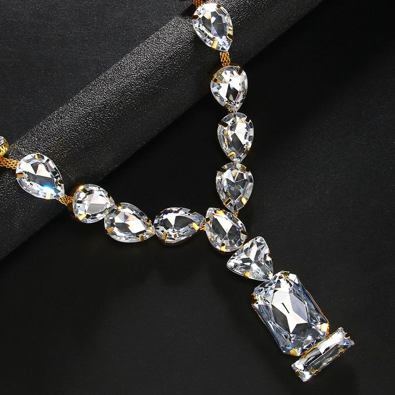 Rectangle oval water drop necklace exaggerated atmosphere personality necklace fashion high sense item