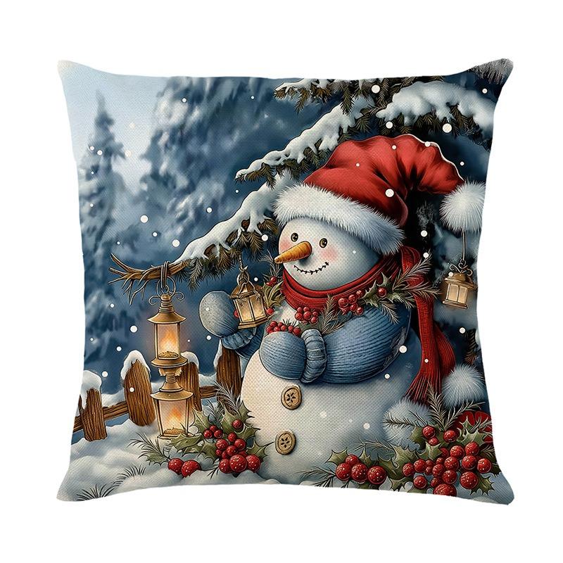 

Рождественский декор для дома, чехол для подушки, Санта-Клаус, олененок, снеговик, напечатанный на диване, подушка, набор для украшения комнаты, подарок другу 45x45cm