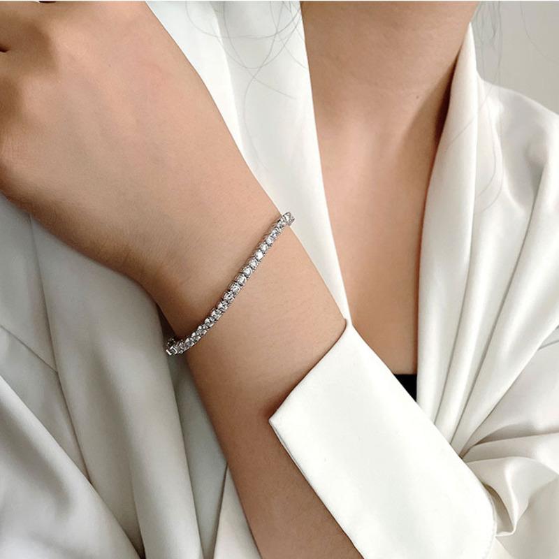 Bransoletka z kamienia Mossan lekki luksus wykwintne srebro 925 10 punktów bransoletka z diamentem Mossan prosty pełny diament IIN