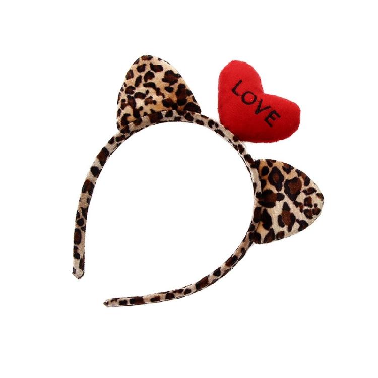 Light Weight Cats Ear Headbands Unique Leopards Print Hair Hoop Unisex Headpiece for Halloween Role Playing