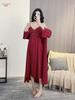 New Suspender Nightgown Women's Ice Silk Long Lace Sexy Pure Desire Style Wedding Festive Loungewear Can Be Worn Outside Nightgown