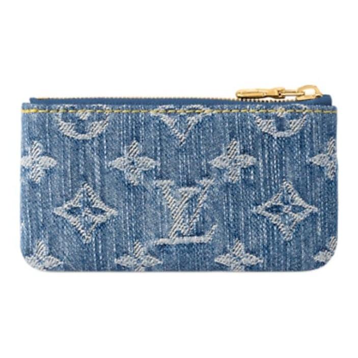 Louis Vuitton X Takashi Murakami Collaboration Cherry Series Monogram Denim Key Bag and Coin Purse Small Female Blue