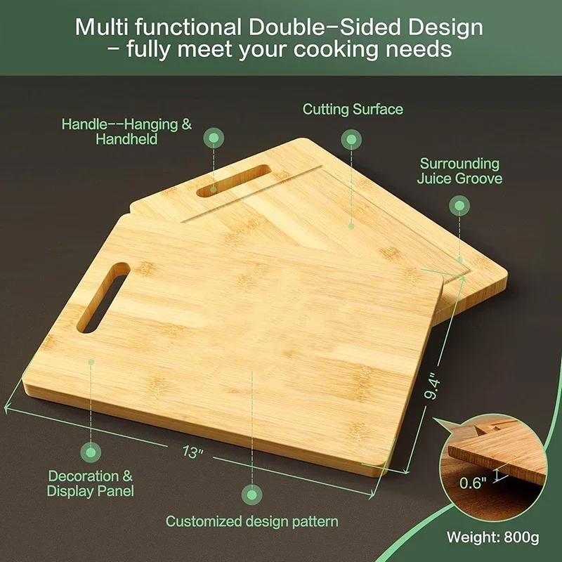 Wooden Cutting Board Double-sided Available Wooden Thickened Boards For Meat Fruit Vegetables Totally Bamboo Food Cutting Table