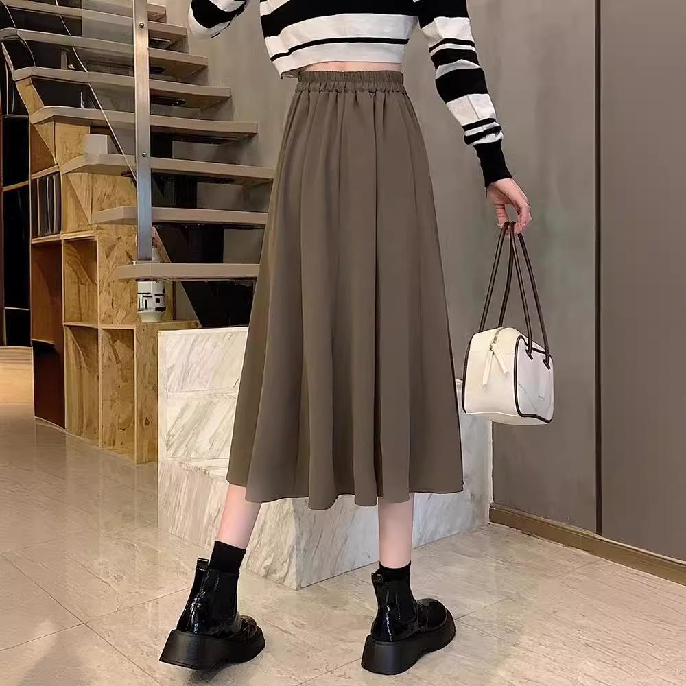 Dámská černá áčková plisovaná sukně: Vysoký pas, Střední délka, Zakrývající boky, Malá velikost, Nový jarní styl.